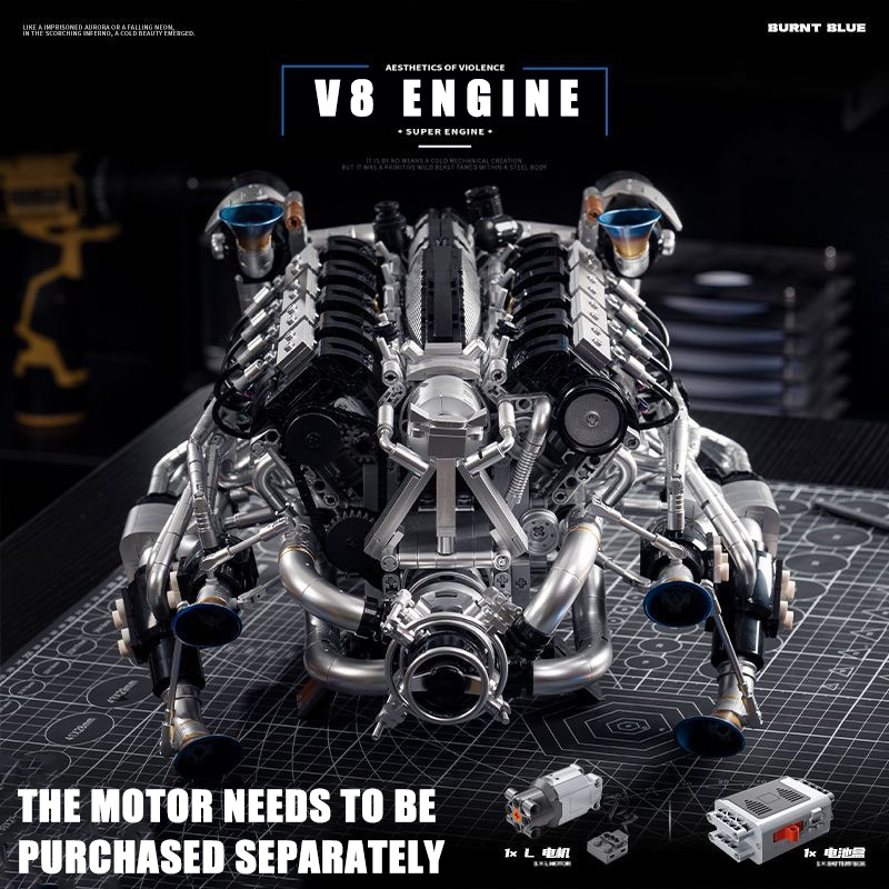 Model Kit Engine - MOC 슈퍼카 V8 엔진 블록 키트-2773개